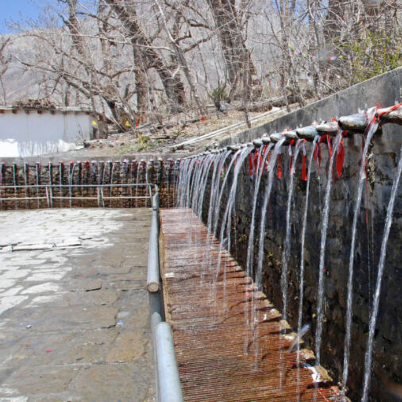 Sacred water spouts flowing at Muktidhara in Muktinath Temple