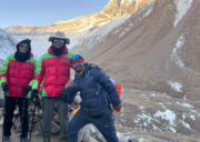 Mr. Tilak Shrestha with pilgrims during the successful Kailash Kora 2026 on the way to Zuthulpuk near Mount Kailash.