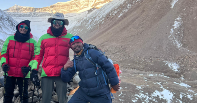 Mr. Tilak Shrestha with pilgrims during the successful Kailash Kora 2026 on the way to Zuthulpuk near Mount Kailash.