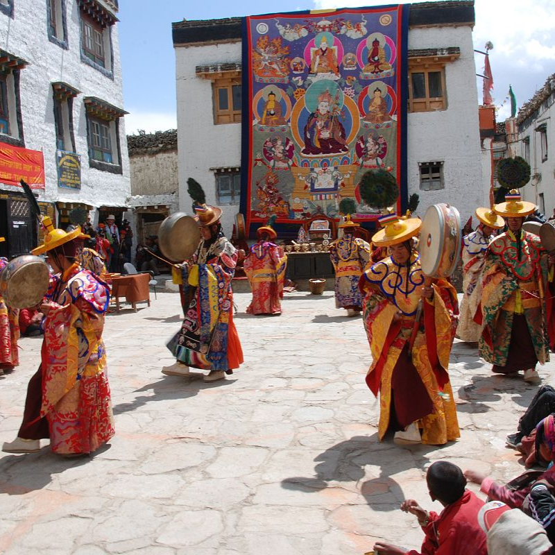 Monks performing Cham dance during the Tiji Festival in Upper Mustang