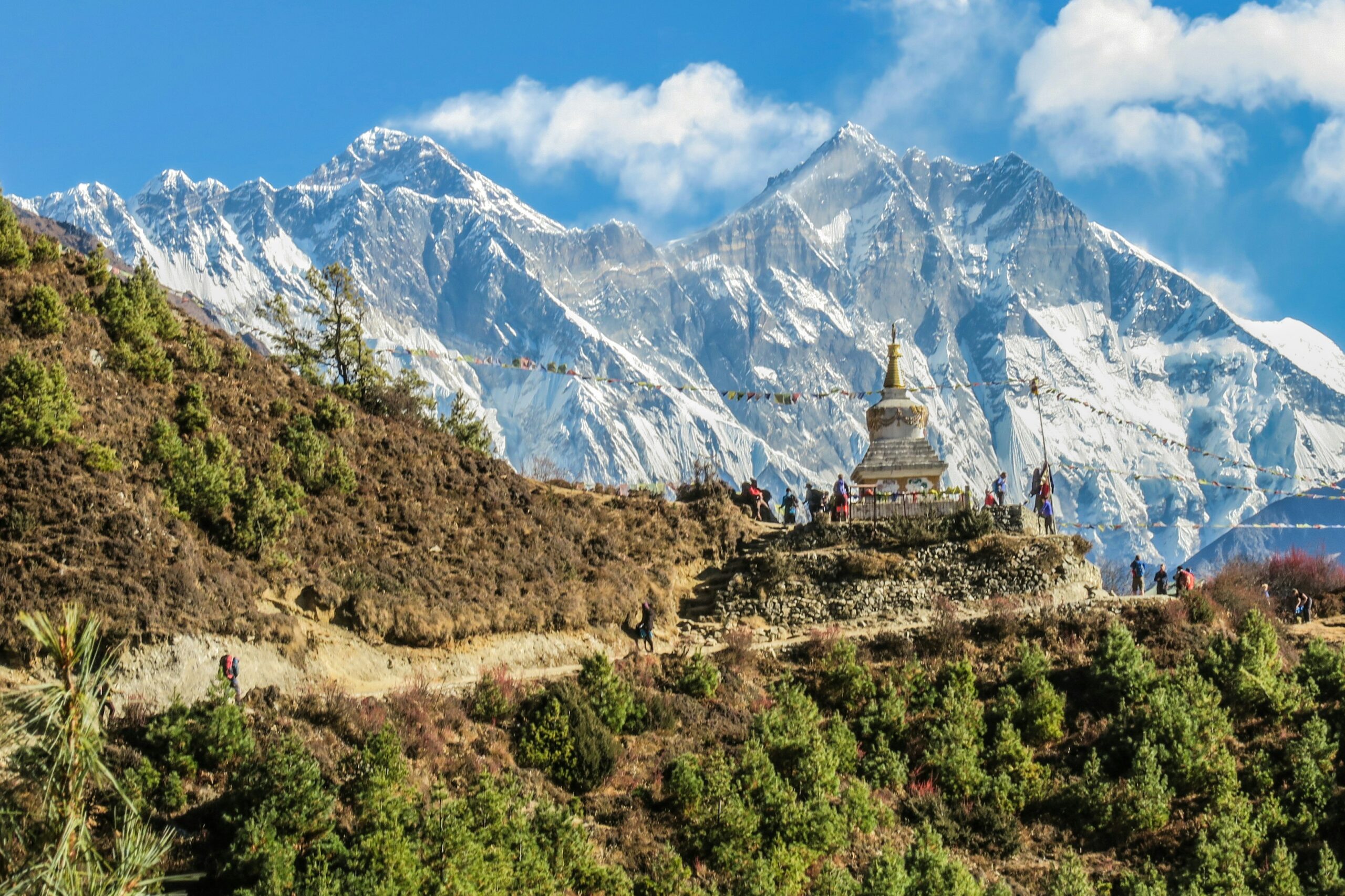 Himalayan monastery in Bhutan set against mountain scenery